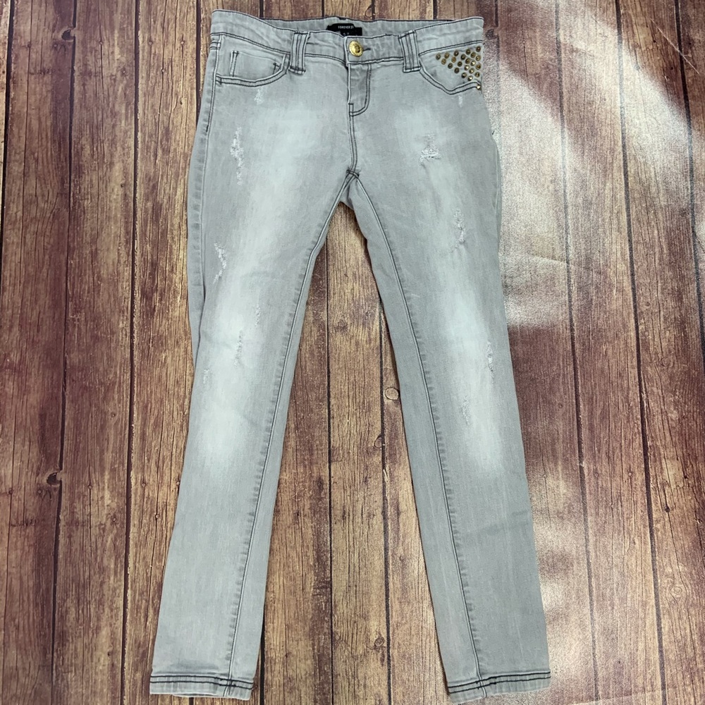Forever 21 Distressed Gray Jeggings